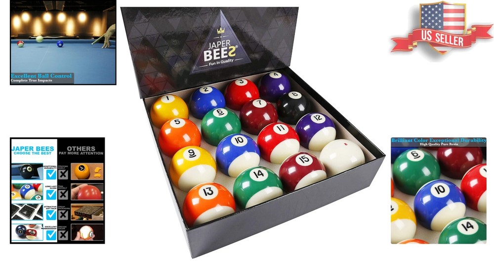Professional Grade Billiard Balls - Complete 16 Set with