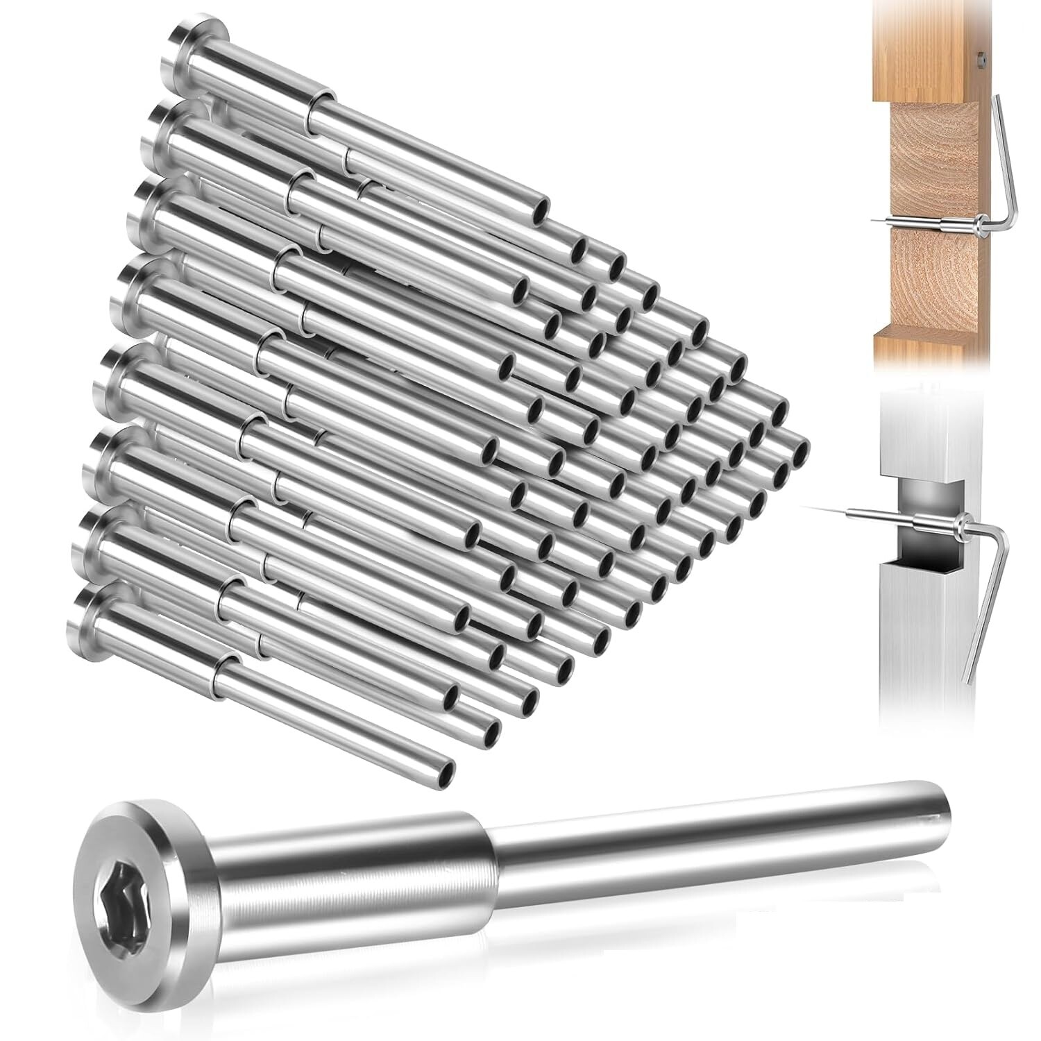 Lot T316 3/16" Stainless Steel Swage Threaded Invisible Tensioner  Cable Railing