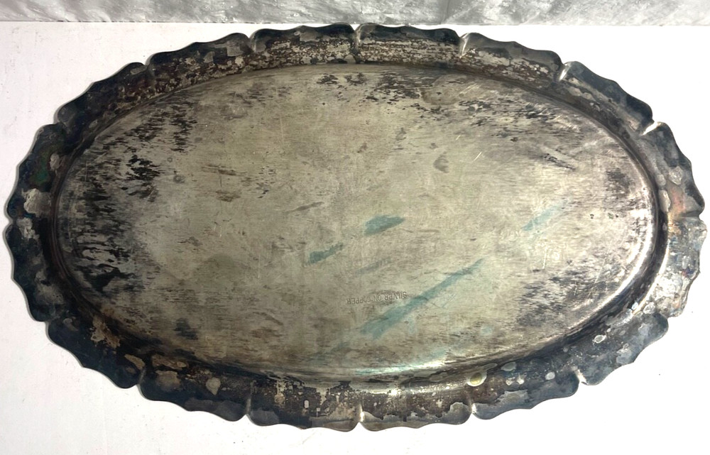 Vintage 4 pc Silver-Plated Copper Sugar, Creamer, Lid, Platter Set