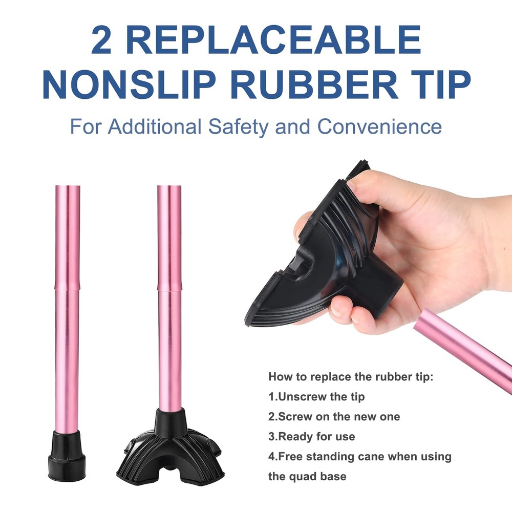 Foldable Walking Cane w/ 2 Replaceable Non Slip Rubber Tip Balancing Stick Aid
