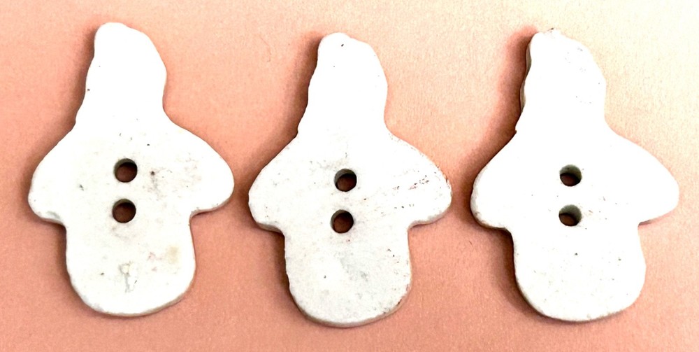 3 Large Realistic China/Ceramic Snowman Buttons