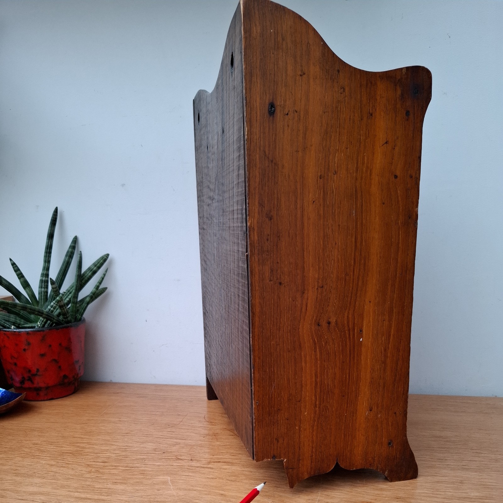 Vintage Antique Edwardian Arts and Crafts Wooden Smokers Cabinet 2 Drawers 32cm