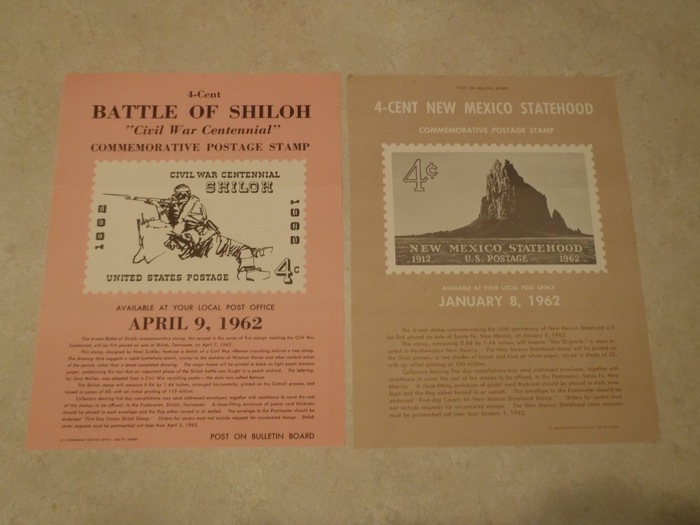 Vintage Postage Stamp Bulletin Poster Lot 1960s Post Office Air Mail 1962 1963