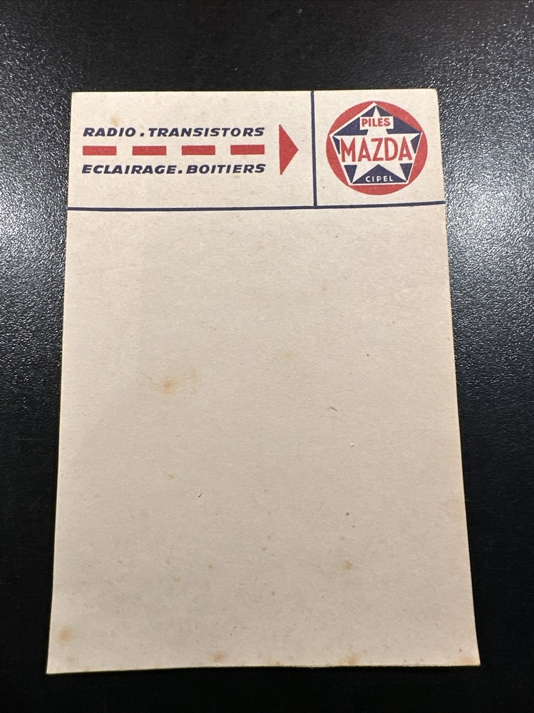 Rare Small Advertising Notebook Notepad Mazda Batteries