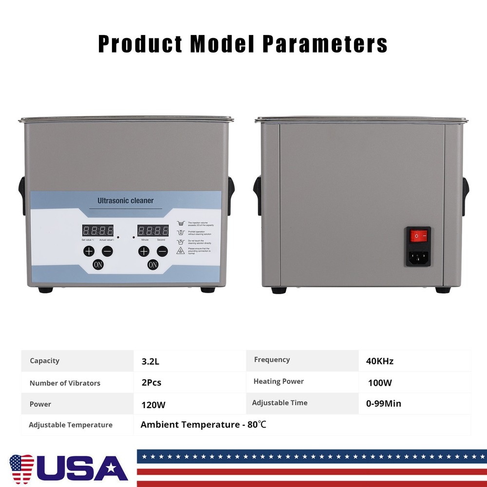 3.2L Ultrasonic Cleaner with Timer Heating Machine Digital Sonic Cleaner