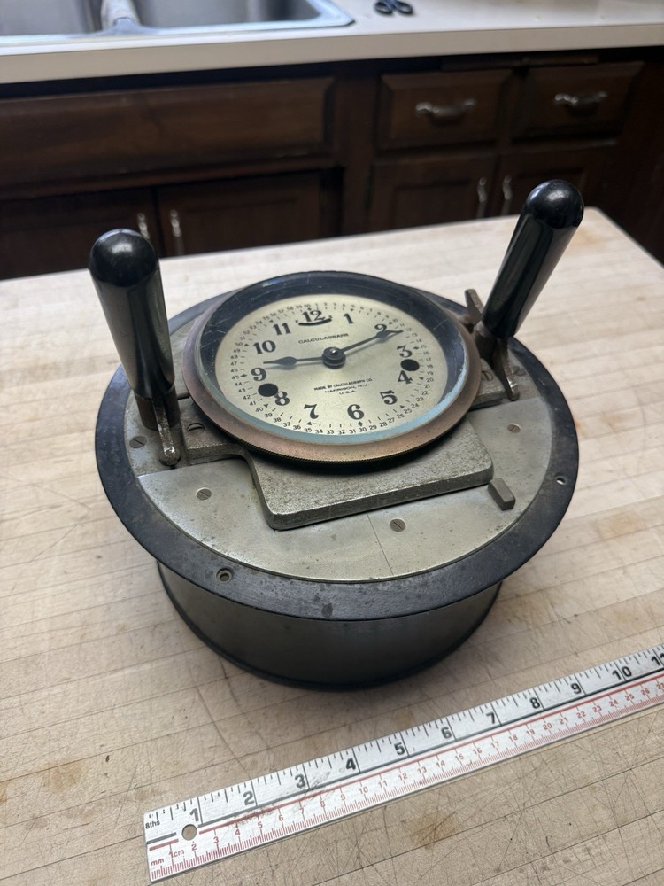 Vintage Antique Cast Iron Calculagraph Clock Timer Key Wind Untested