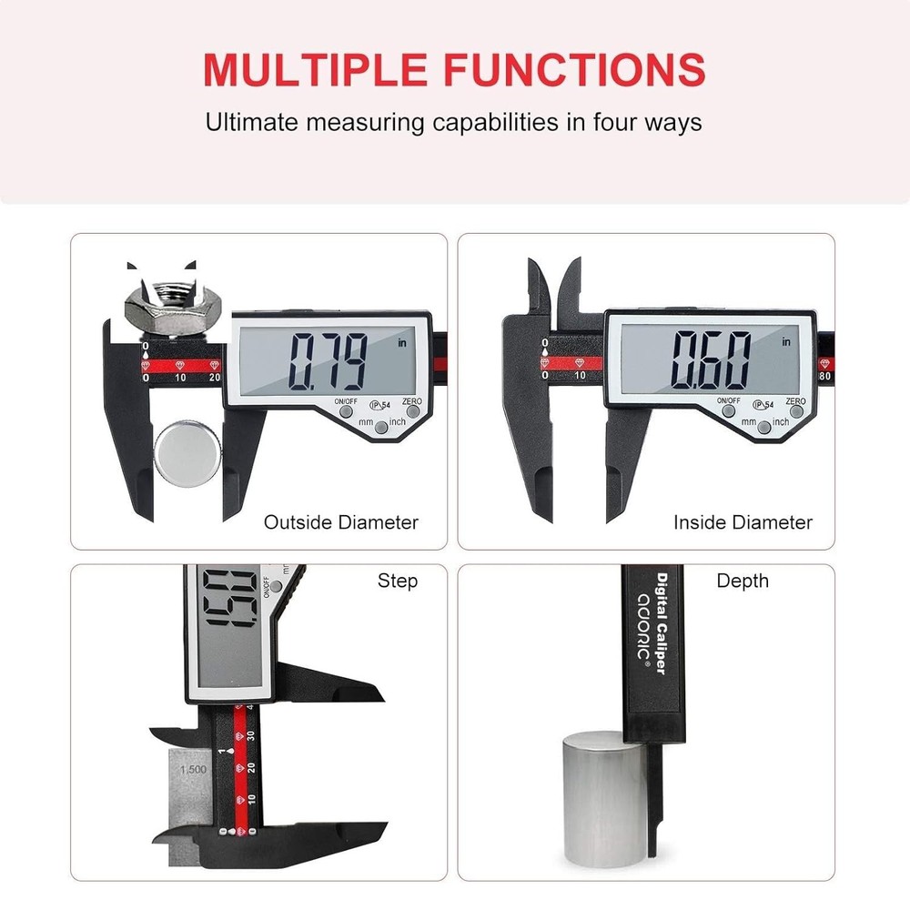 Professional 0-6'' Digital Measuring Caliper with Large LCD & Auto-Off Feature