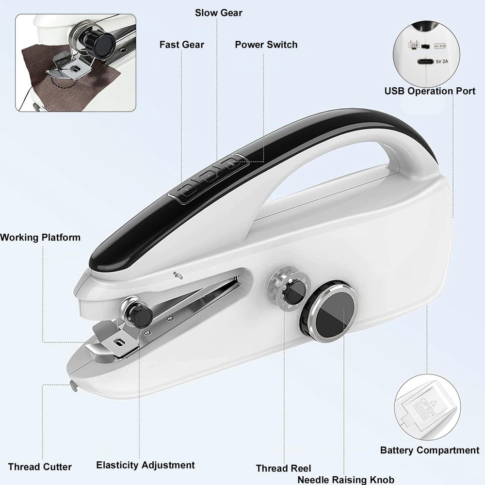 Mini Handheld Sewing Machine,Portable Sewing Machine,Small Sewing Machine,Two...