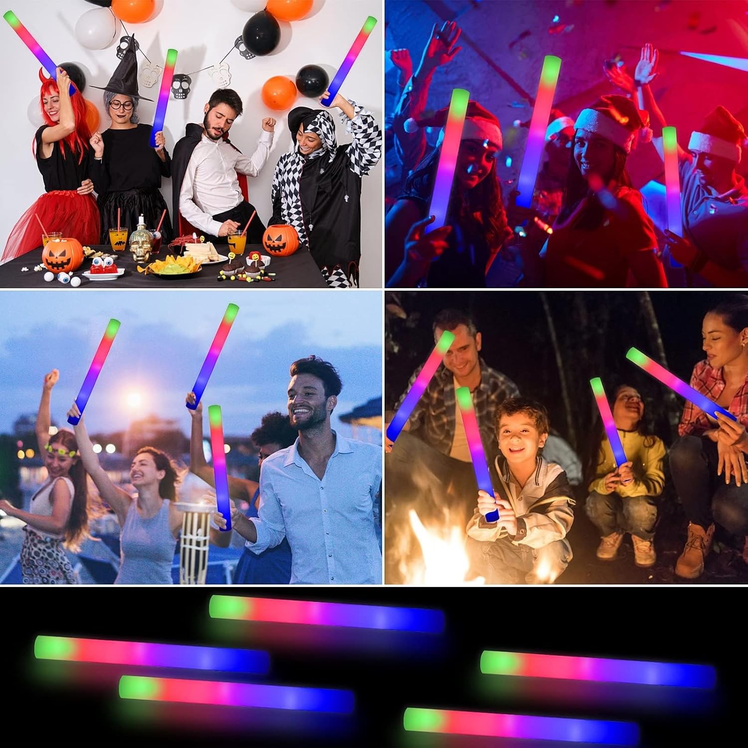100 PCS LED Light Up Foam Sticks Concert Rally Glow Sticks Party Rave Wands
