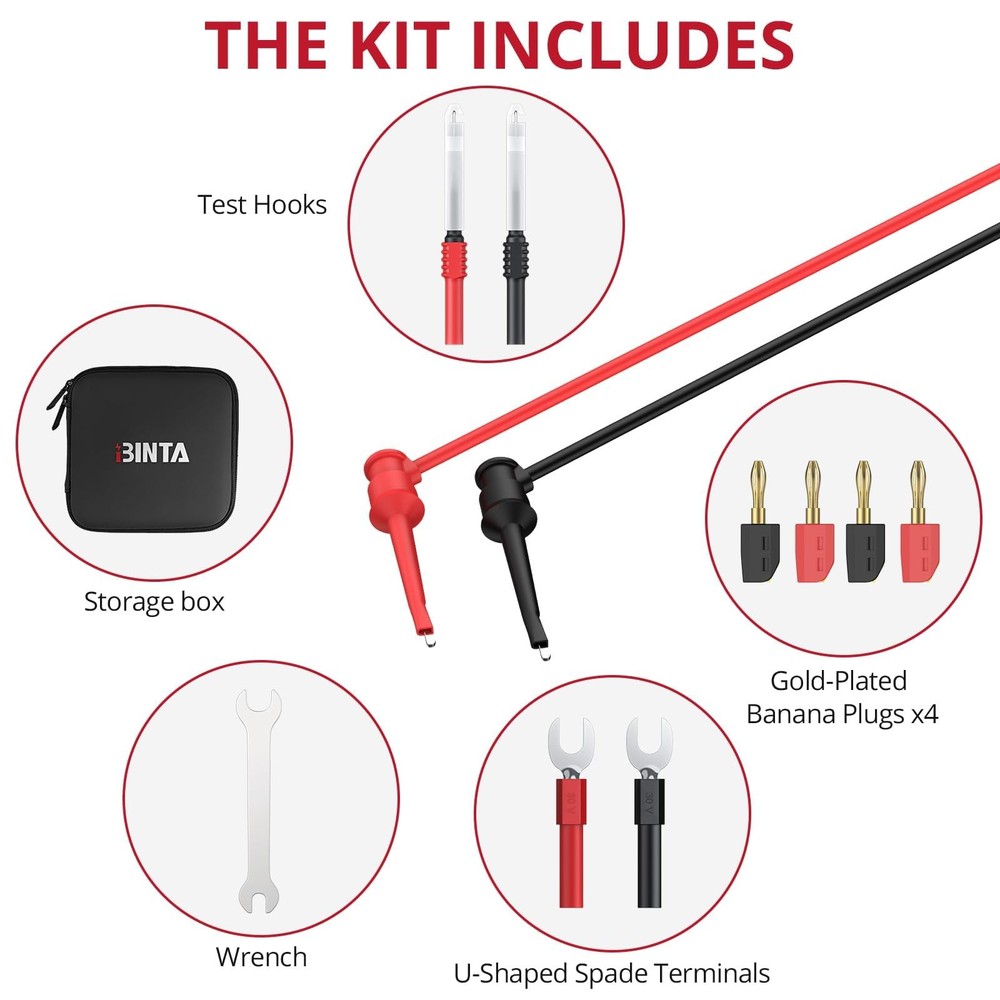 28PCS Silicone Multimeter Leads Kit with Replaceable Gold-Plated Test Probes ...