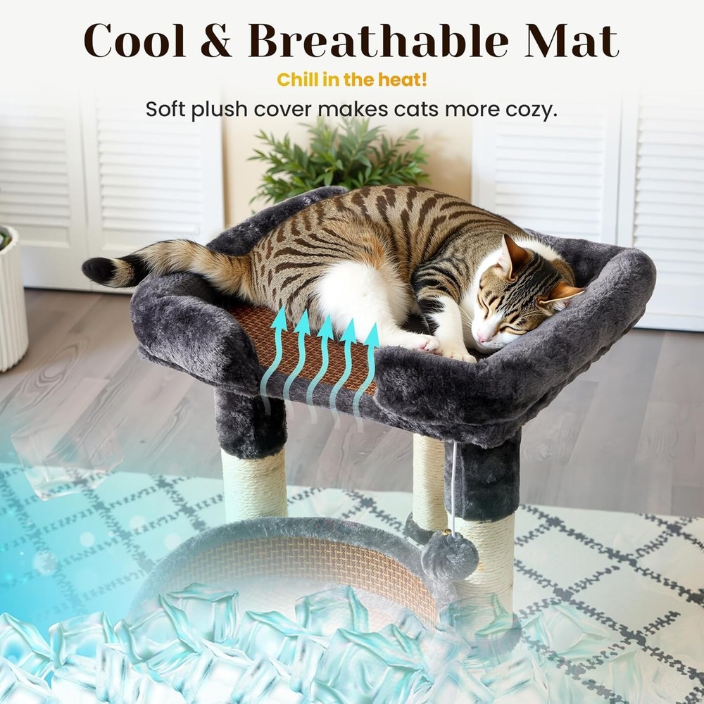 Multi-Level Cat Tree Indoor Cats Modern Cat Tower W/ Double Beds & Scratching