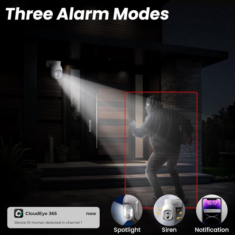 4MP Wireless CCTV Security Camera System Solar & Battery Powered Wifi PTZ Camera