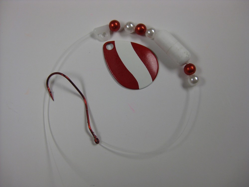 Walleye Red Slow Death Hook Float Floating Spinner Blades Rigs (Red/White)