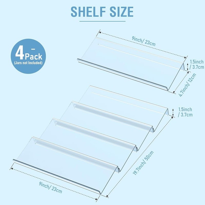 Expandable Acrylic Spice Rack Organizer Set 4 Pack Tiered Storage Solution New