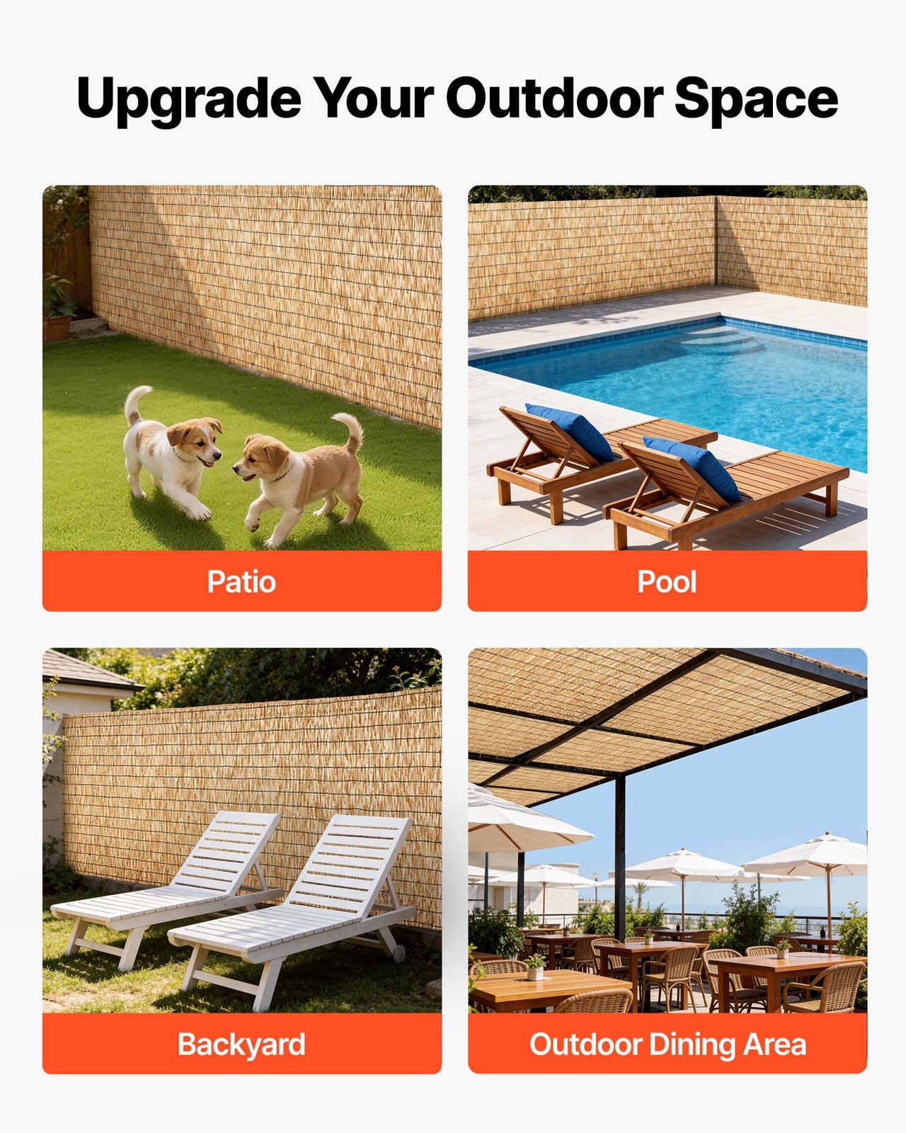 VEVOR Natural Reed Fencing Fence Panel 4 ft x 16.4 ft 2 Pack Privacy Screen Roll