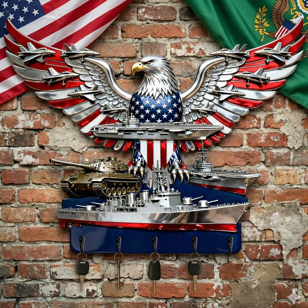 Armed Eagle Key Hanger – Personalized Gift For Veterans & Patriots