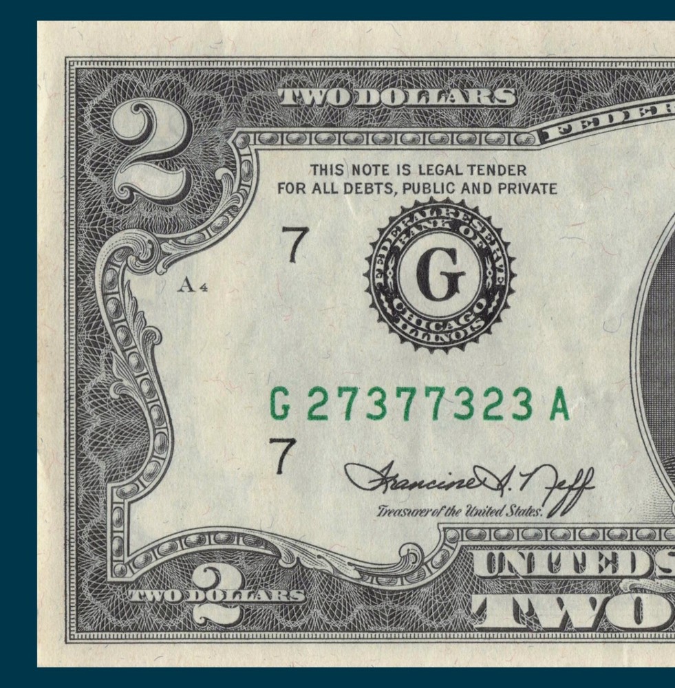 High Treasury Seal Error 1976 Third Print Shift Error Two$ Bill Trinary Alterna