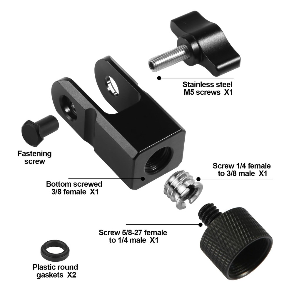 Microphone Mount Adapter for Hyperx Quadcast with 3/8" or 1/4" Screw Black