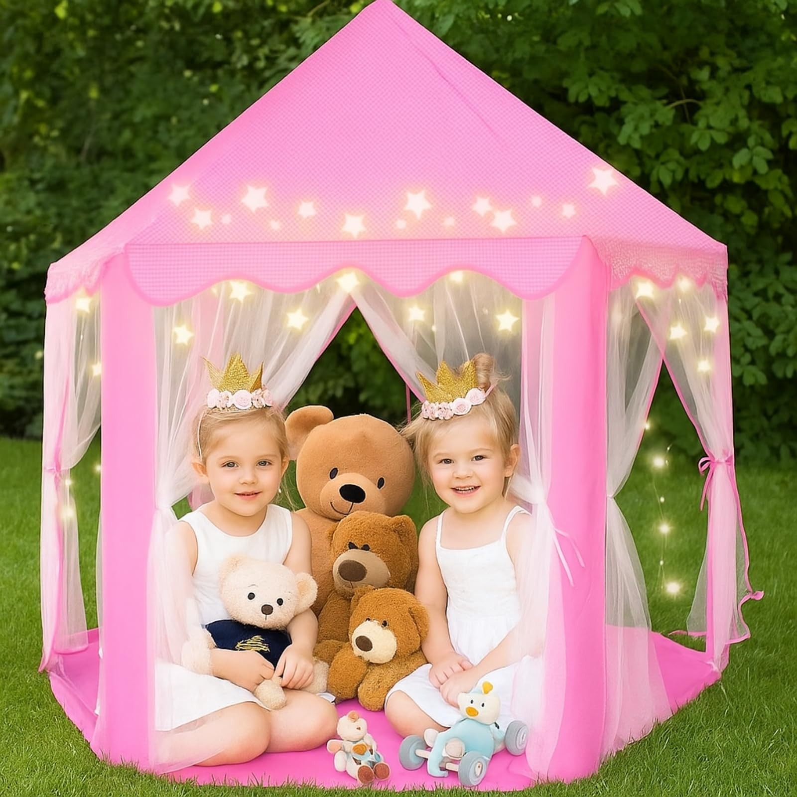 Castillo De Princesas Rosa Con Luces Estrellas Juguetes Para Niñas 3 4 5 6 Años