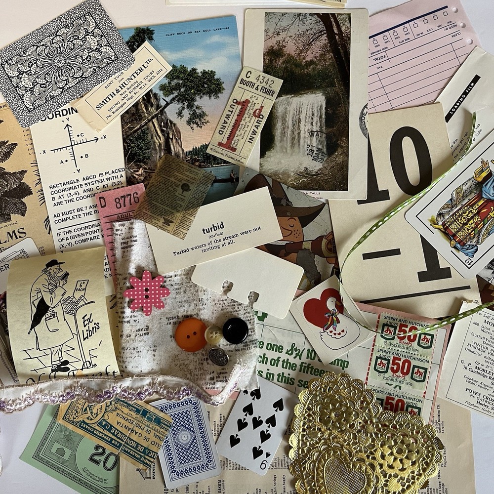 Journal Scrapbook Ephemera Lot 5x7" Pack Includes 40% Authentic Vintage 50+ Pc