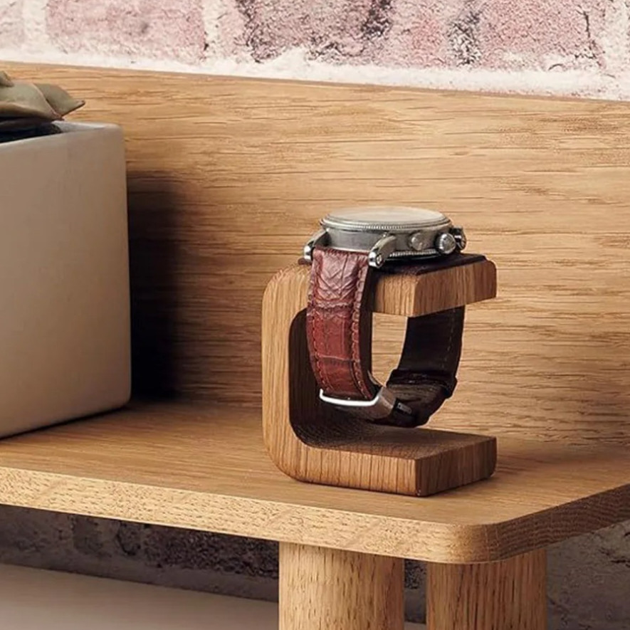 1pc Solid Wood Watch Holder Display Stand Bracelet Ring Organizer - NEW