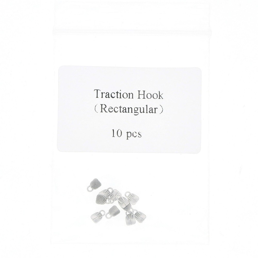 10 Pcs Dental Orthodontic Lingual Button Traction Hook Rectangular MIM Monoblock