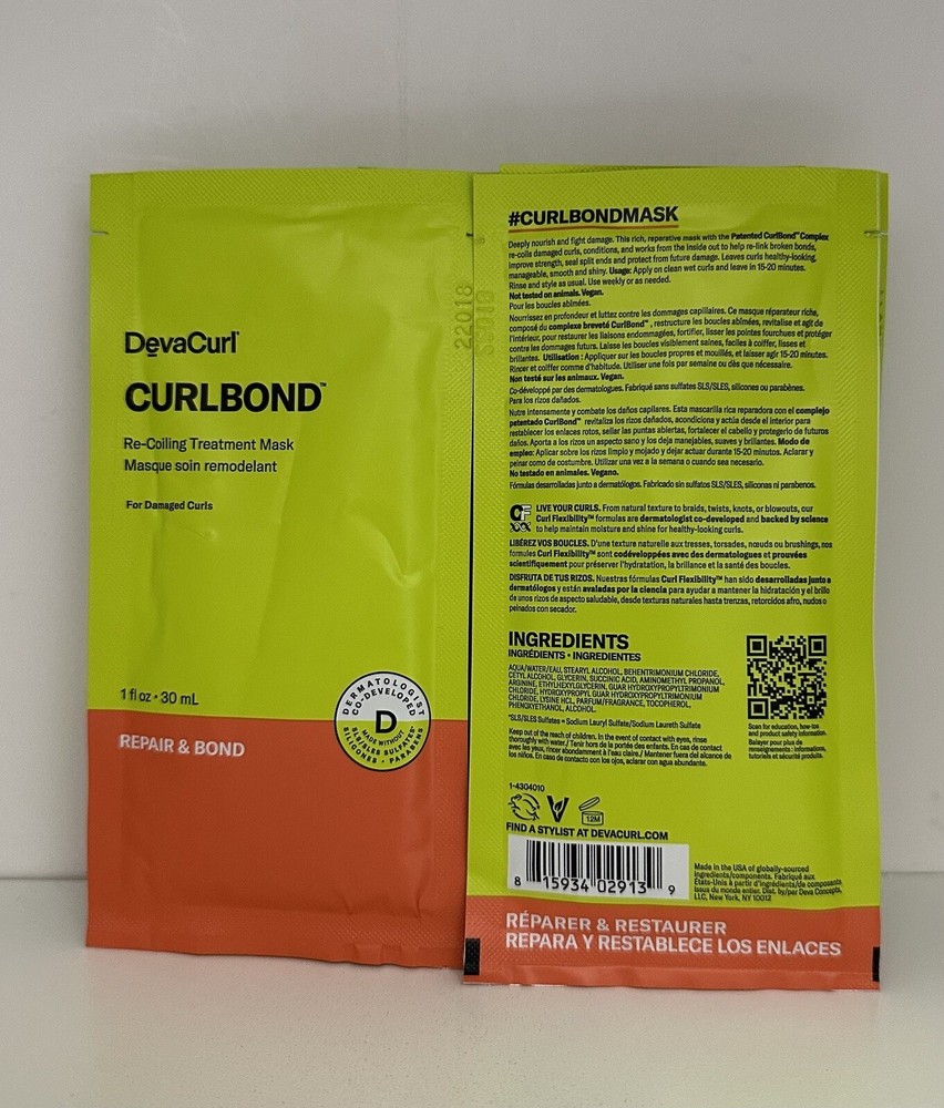 DevaCurl CurlBond Re-Coiling Treatment Mask 1 oz ~ 10 Sample Packs ~