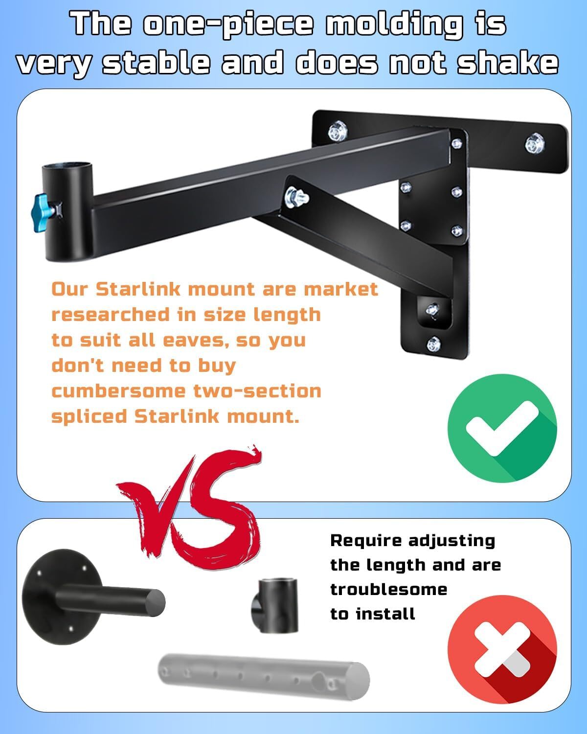 Starlink Long Wall Mount, Heavy Duty Starlink Mounting Kit