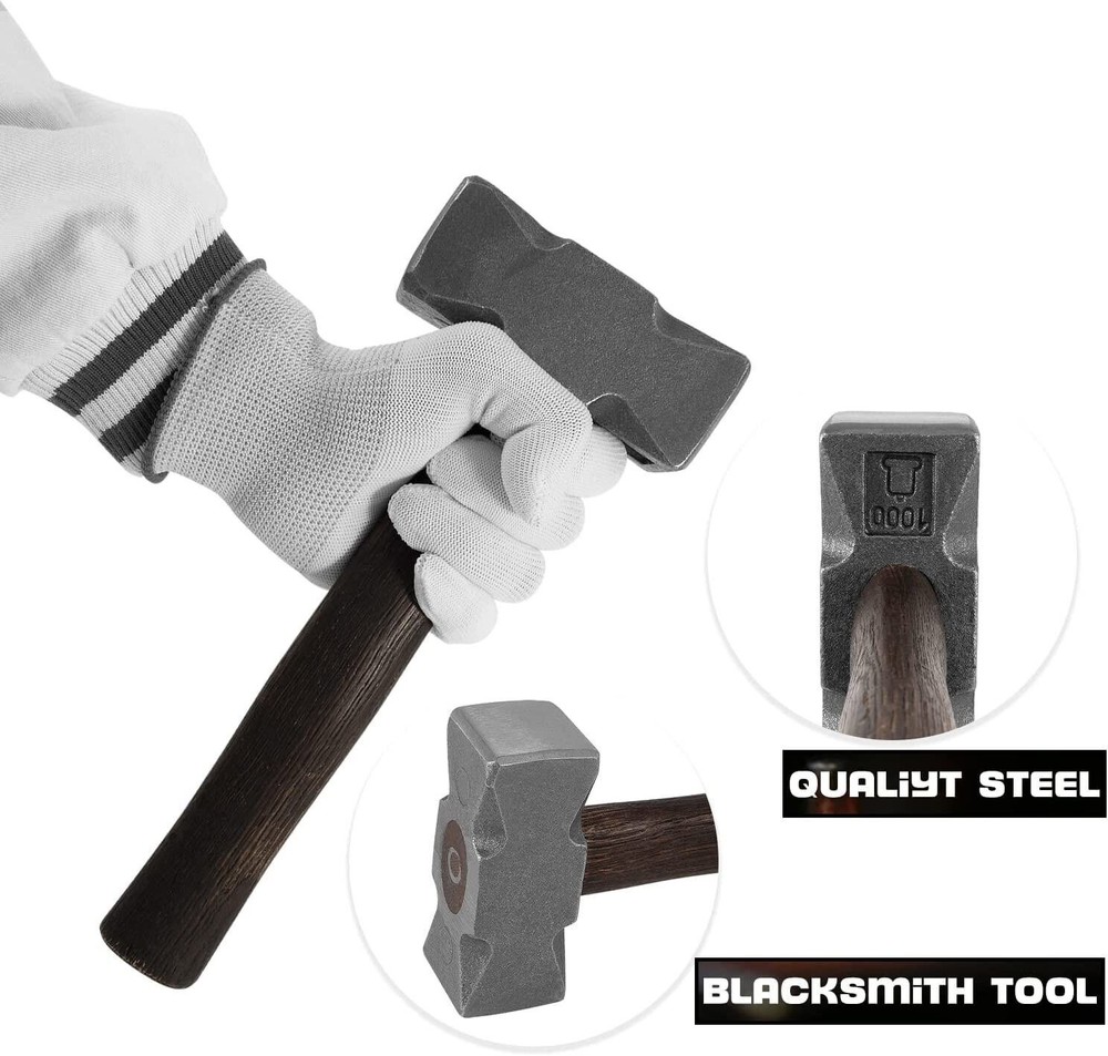 2.2LB Forging Square Hammer w/ Double Faces for Farrier Bladesmithing Blacksmith