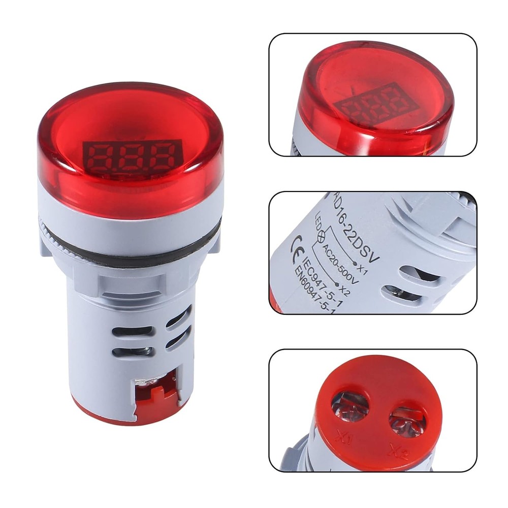 3pcs AC Voltage Display Digital LED Voltmeter Yellow,Green,Red