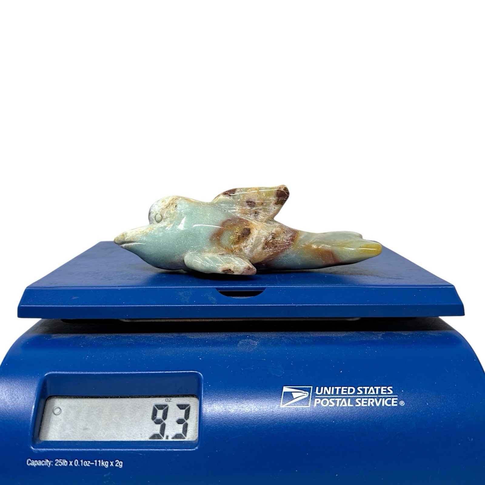 Caribbean Calcite Stone Dolphin Sculpture Carved Crystal Art Decor 264grams