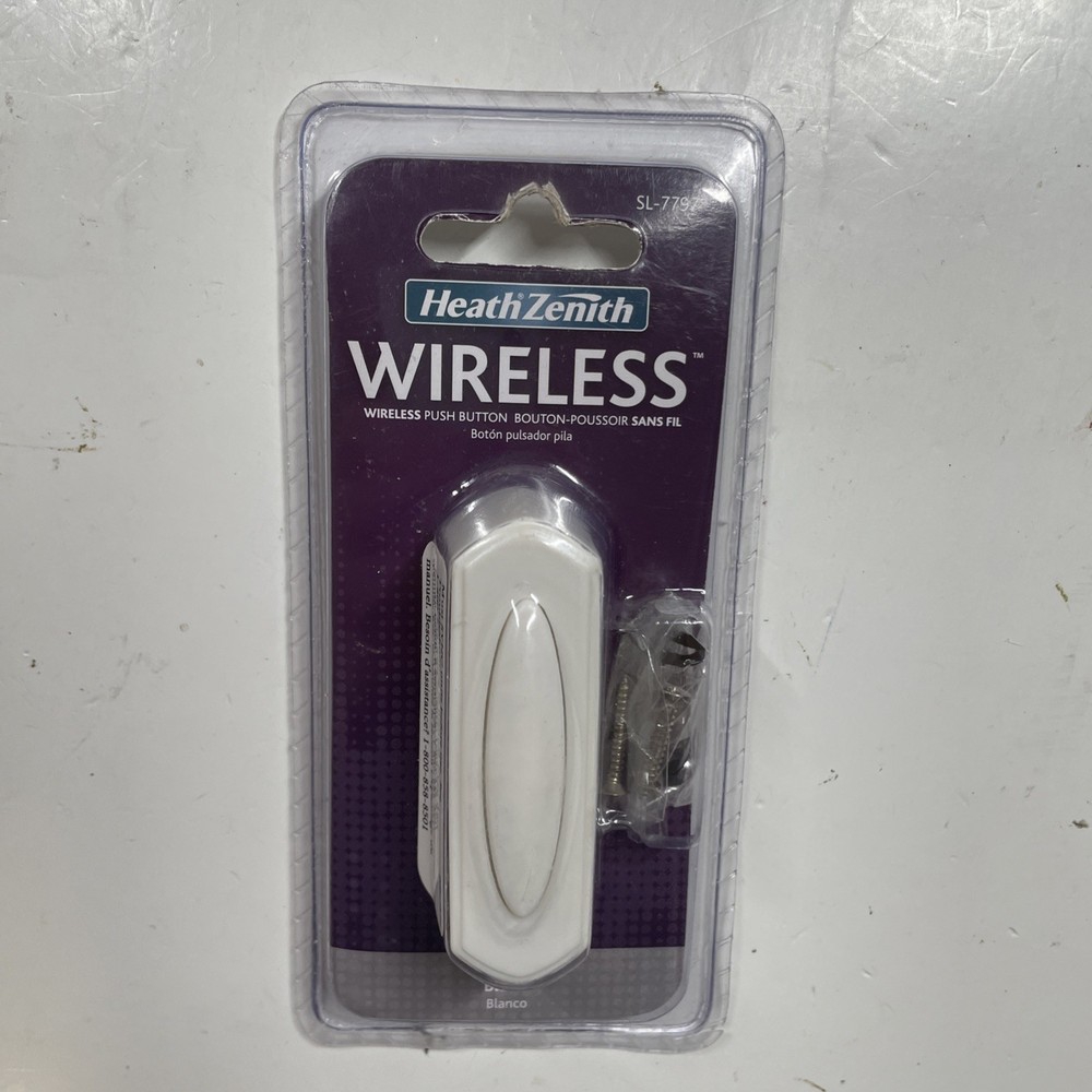 Heath Zenith SL-7797-02 Plastic Wireless Push Button Replacement Doorbell White