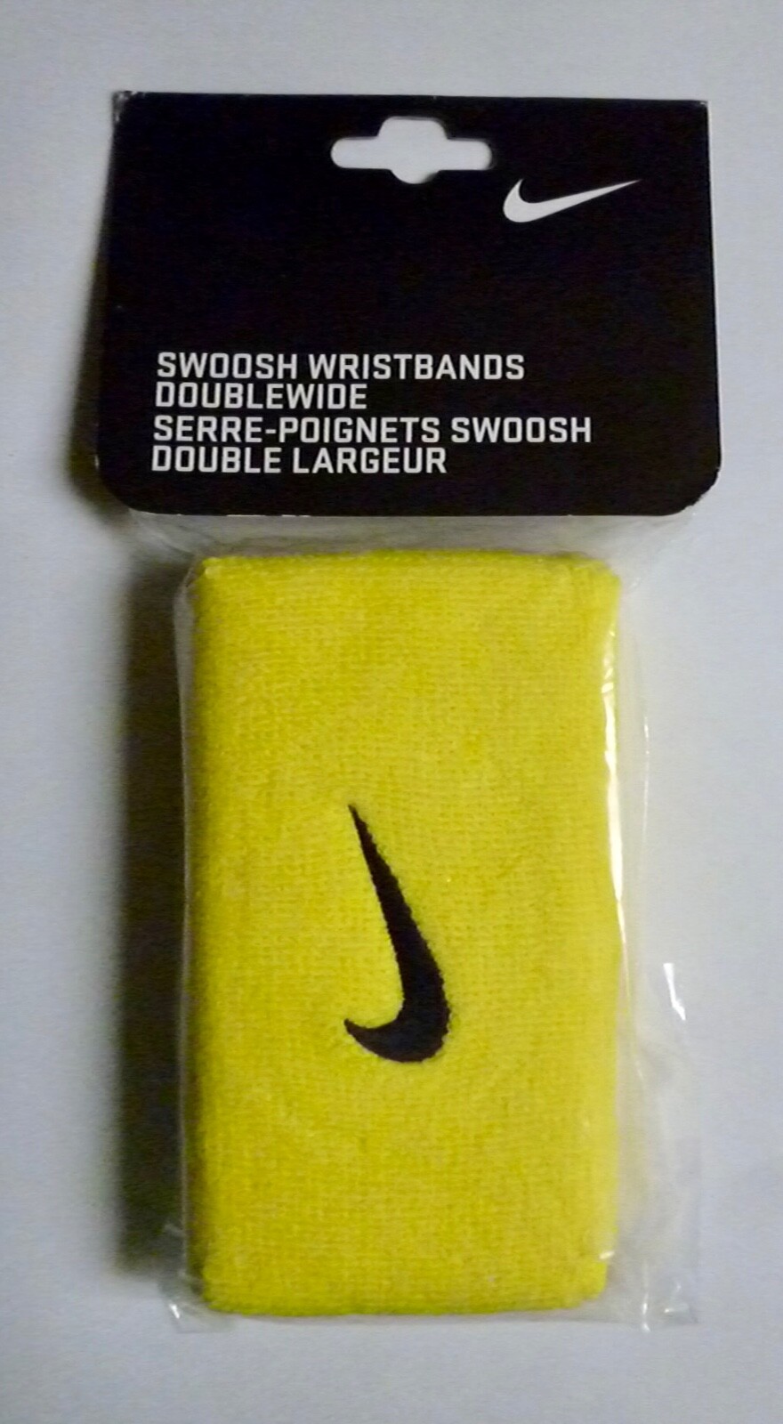 NWT 1 Pair OREGON DUCKS Nike Doublewide Wristbands Yellow/Black Swoosh sweatband