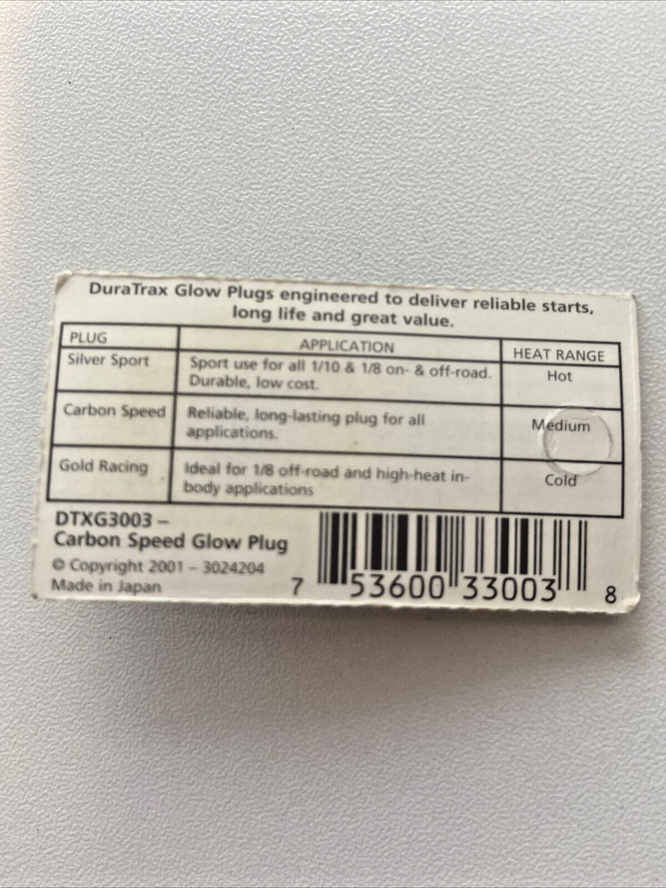Duratrax DTXG3003 Carbon Speed Glow Plug NEW IN PACKAGING