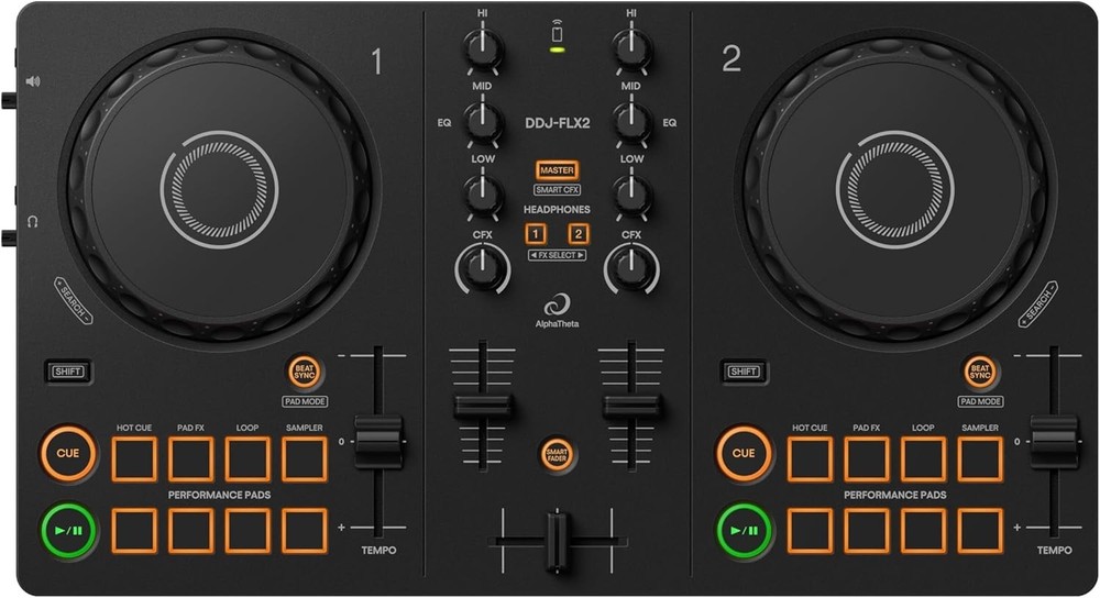 AlphaTheta DDJ-FLX2 Compact Beginner 2-Channel Serato rekordbox DJ Controller