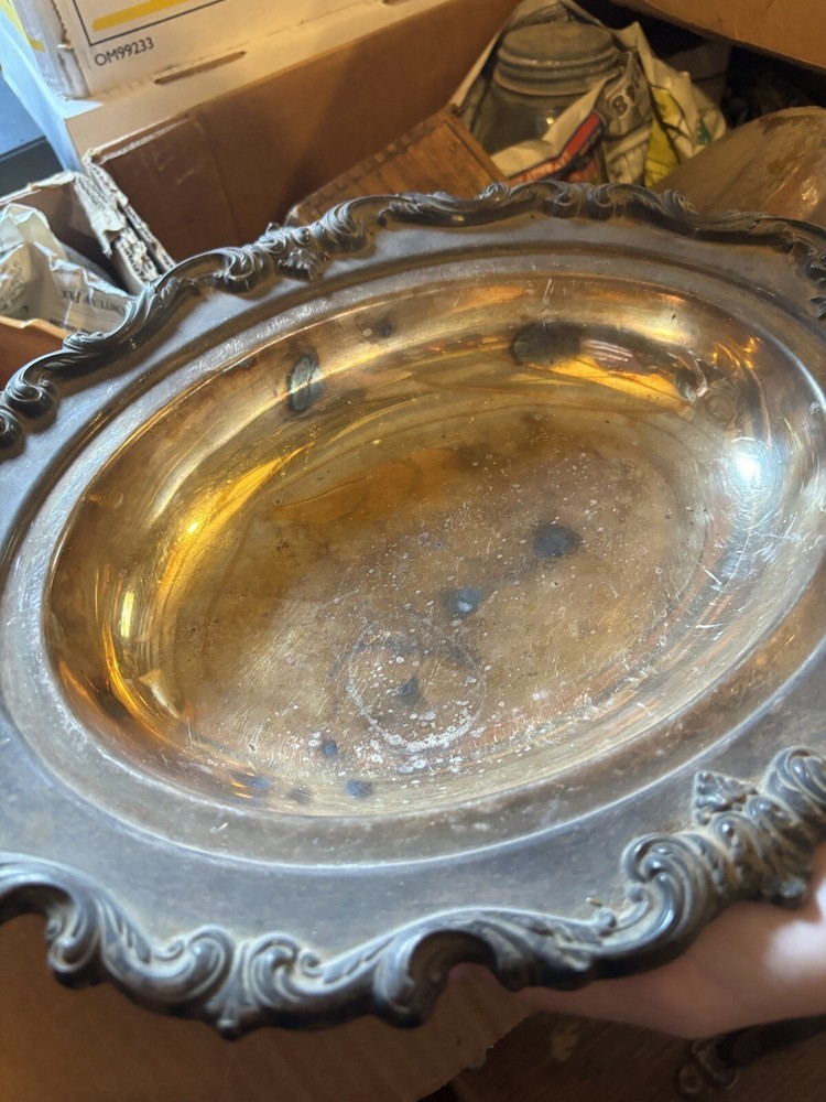 Old Ornate Antique Serving Platter With Lid