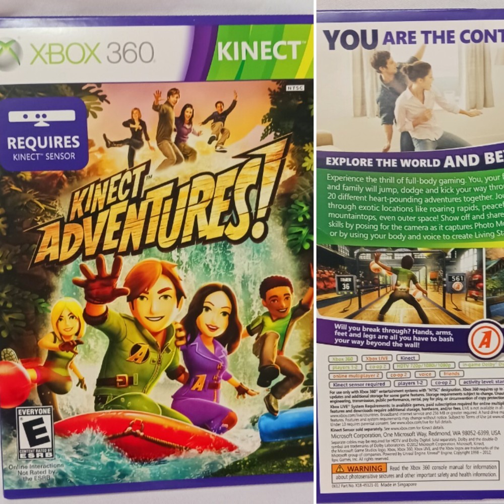 XBOX 360 KINECT SENSOR INCLUDES KINECT ADVENTURES VIDEO GAME OPENED SEE PICS