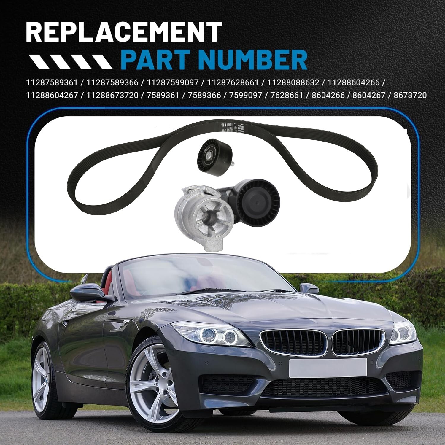 OEM Belt Tensioner Assembly & Pulley Drive Belt Kit for BMW 535i 640i 740i X5 X6