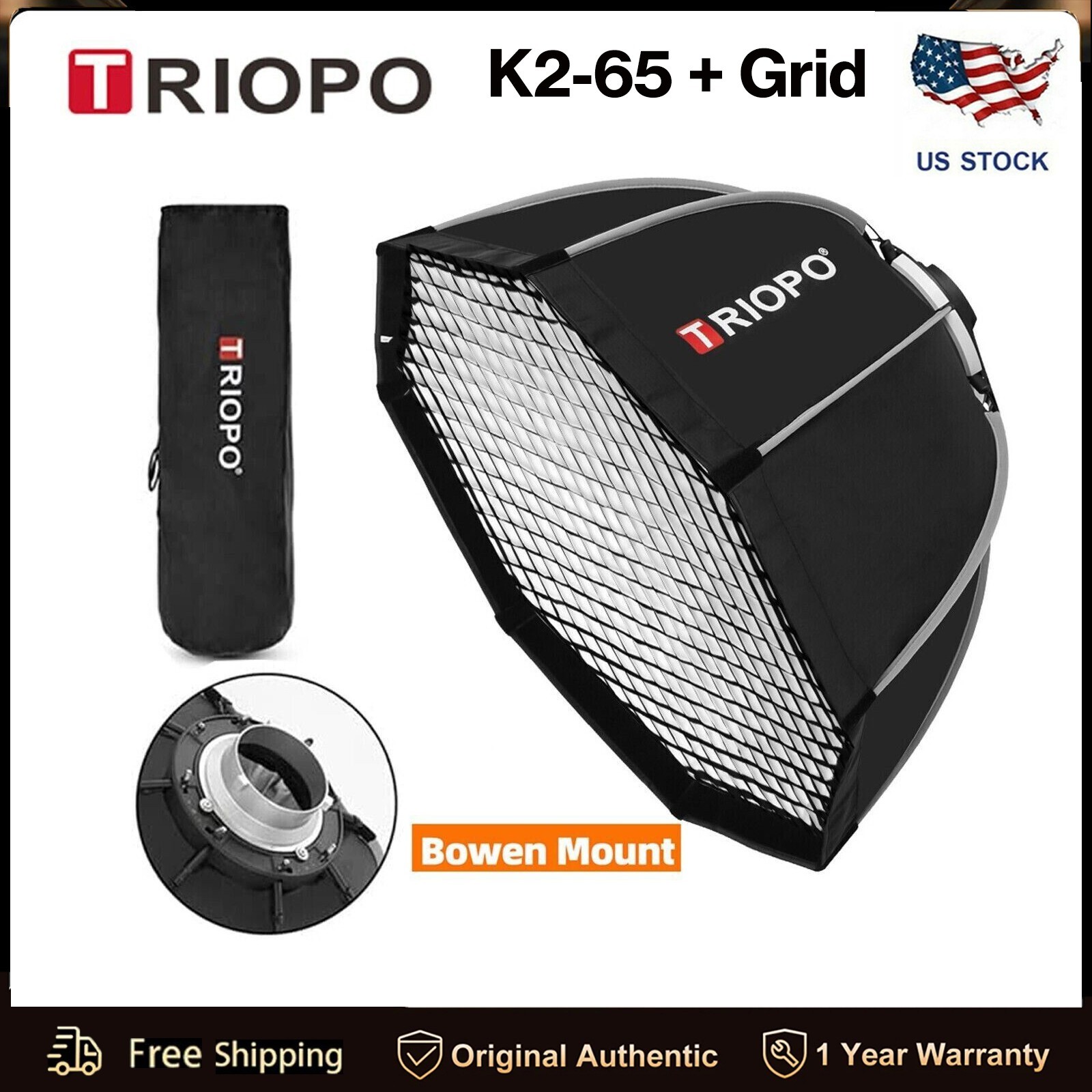 TRIOPO K2 65cm Foldable Octagon Softbox Bowens Mount For LED Video Light Upgrade