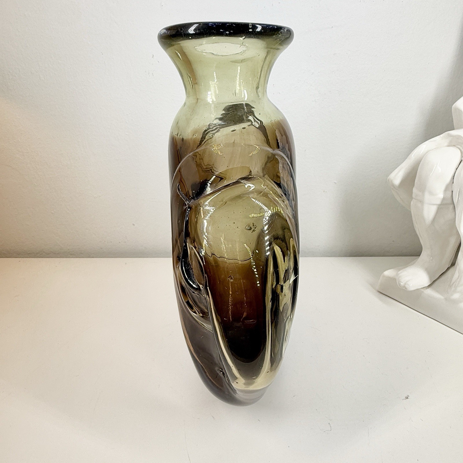 KENT IPSEN Glass VASE Brutalist MCM 1969 Abstract Sculpture Eames Era