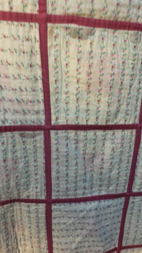 Vintage Log Cabin Quilt Fields & Furrows 70s patchwork 58” x 72” Whimsy Fabrics