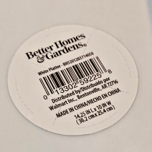 Better Homes and Gardens White Rectangular Platter 14.25" x 10"