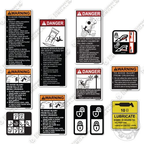 Fits Kubota Front End Loader Warning Decal Kit Aftermarket Sticker Set