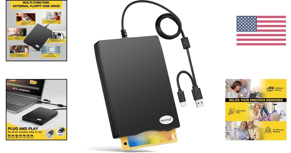 Nostalgic USB Floppy Disk Converter - Lightweight & Slim 3.5 Inch Reader