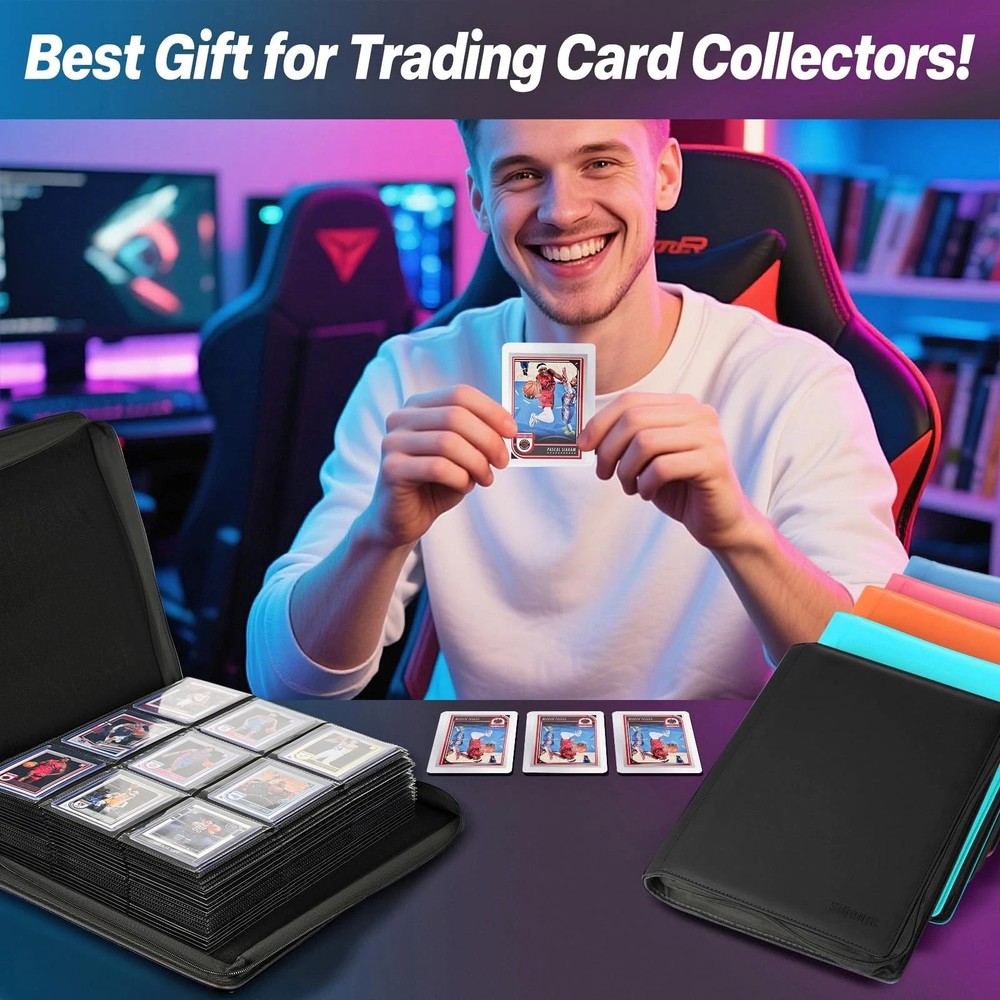 Sibonic 9 Pocket TopLoader Binder, Holds 360 3”x4” Toploader Hard Cases, Slee...