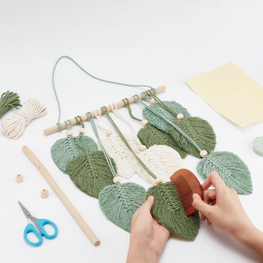 DIY Macrame Leaf Wall Hanging Beginners Macrame Kit Leaf Woven Tape