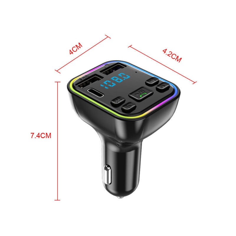 Bluetooth 5.0+ Car BT Wireless FM Transmitter Adapter Hands-Free 2USB PD Charger