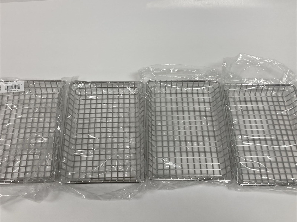 4 Pack GET 9" x 7" Stainless Steel Rectangular Wire Grid Food Serving Baskets