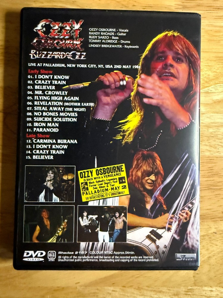 Ozzy Osbourne - Live at Palladium 1981 DVD Definitive Edition Randy Rhoads