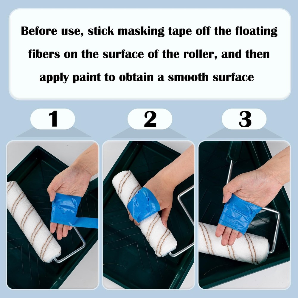 Mister Rui 9 Inch Paint Roller, Microfiber Roller Covers with Extension Pole,...